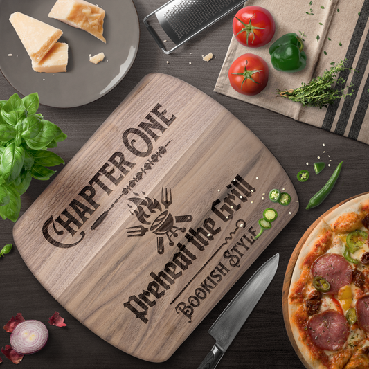 Chapter One Preheat Grill Cutting Board, Funny Bookish BBQ Gift, Grill Gift for Dad, Personalized Cooking Board for Him