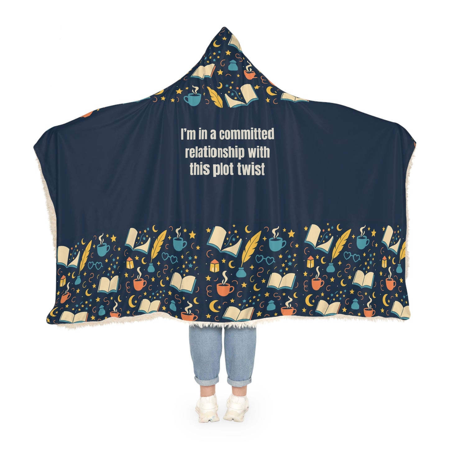Cozy Reading Snuggle Blanket, Book Lover Gift, Comfy Hoodie Throw, Literary Blanket, Perfect for Relaxing Nights, Gift for Bookworms