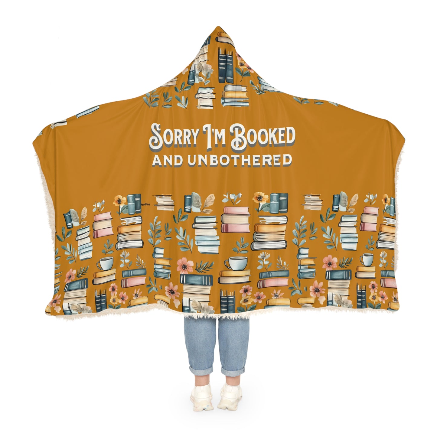 Hooded Blanket, Booked and Unbothered Blanket, Funny Bookish Gift, Cozy Hoodie for Readers, Introvert Reading Throw