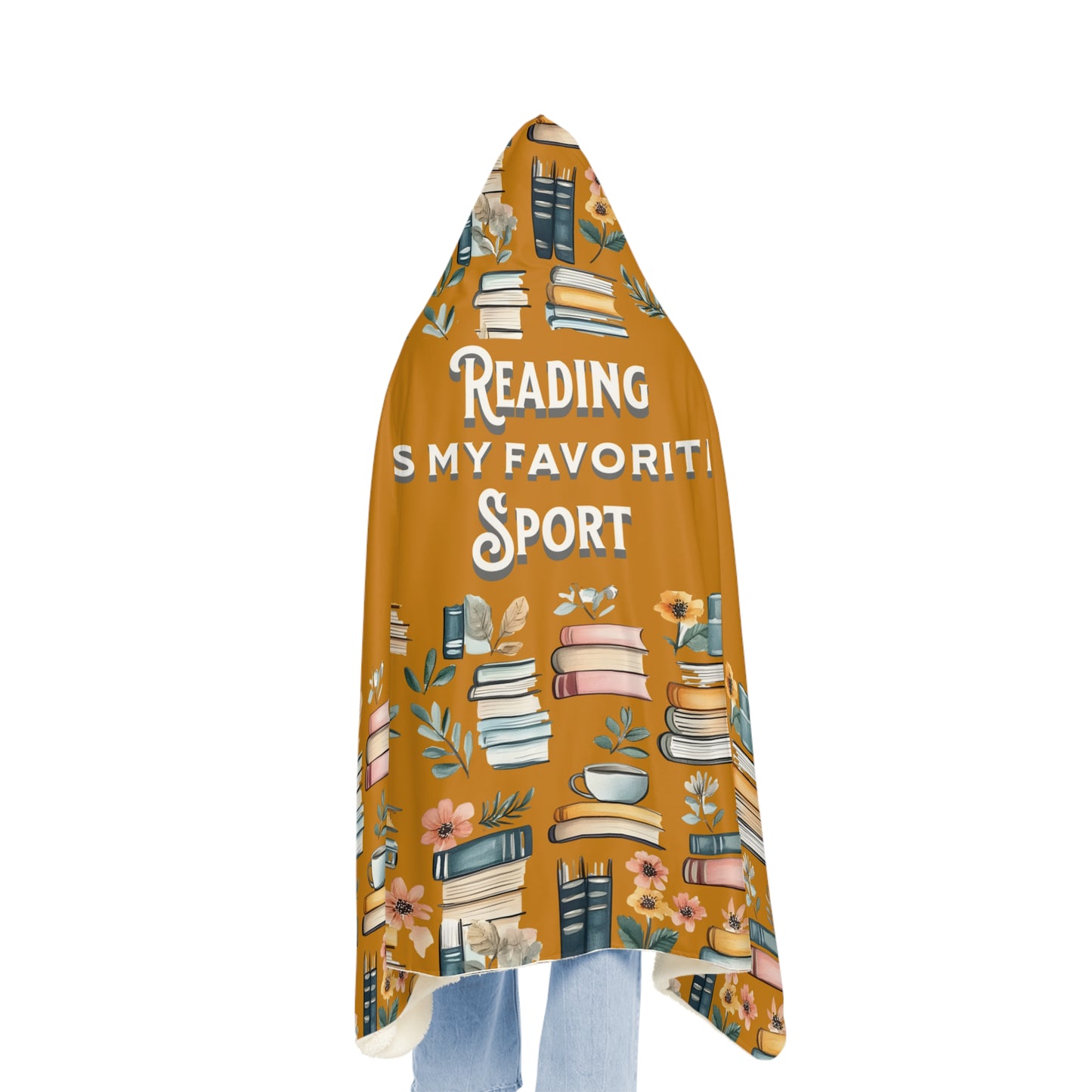 Hooded Blanket, Reading Is My Favorite Sport Blanket, Bookish Gift for Readers, Cozy Literary Throw, Book Fan Hoodie