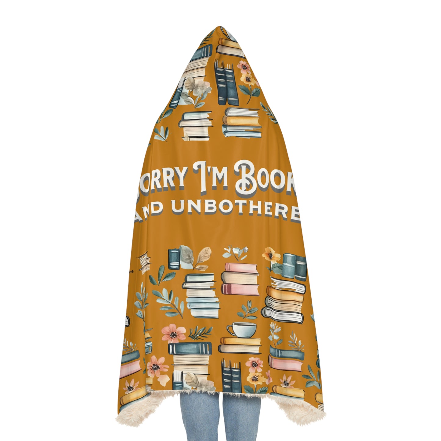 Hooded Blanket, Booked and Unbothered Blanket, Funny Bookish Gift, Cozy Hoodie for Readers, Introvert Reading Throw