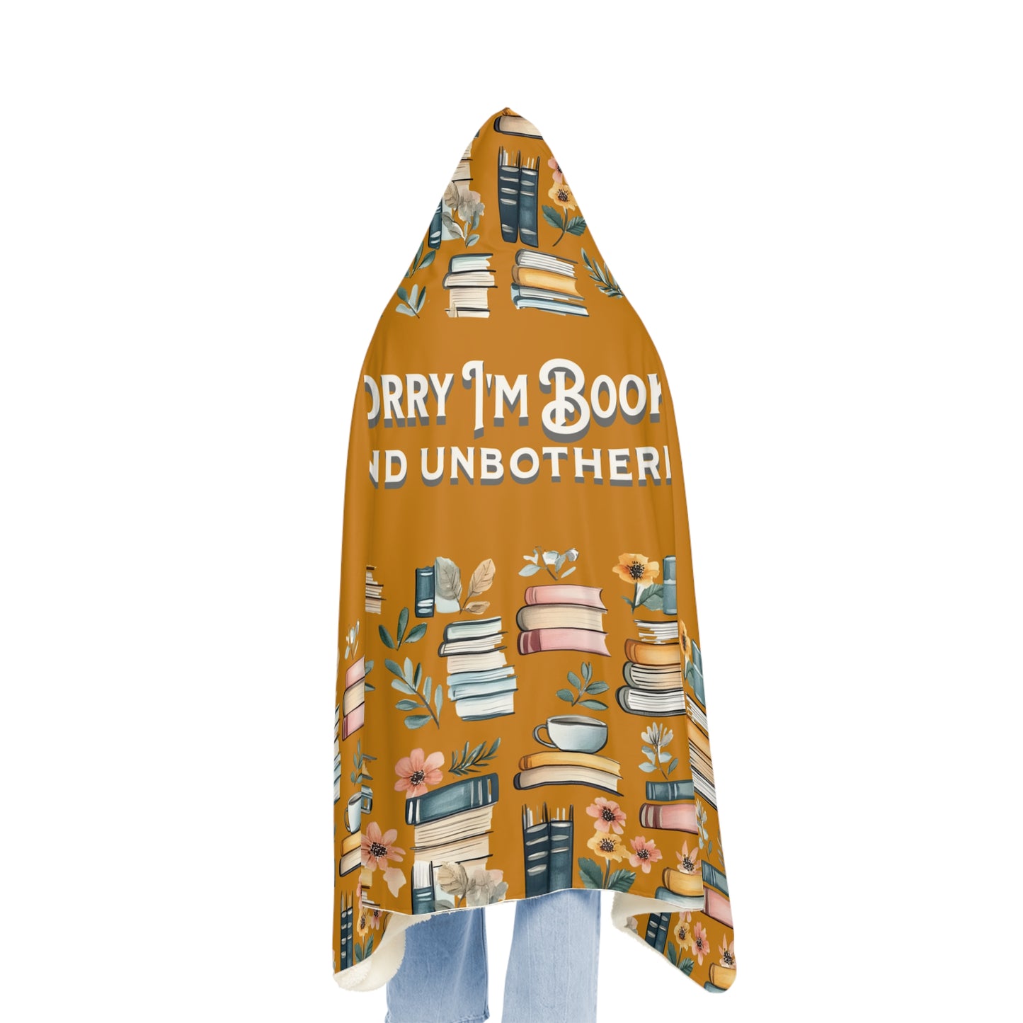 Hooded Blanket, Booked and Unbothered Blanket, Funny Bookish Gift, Cozy Hoodie for Readers, Introvert Reading Throw