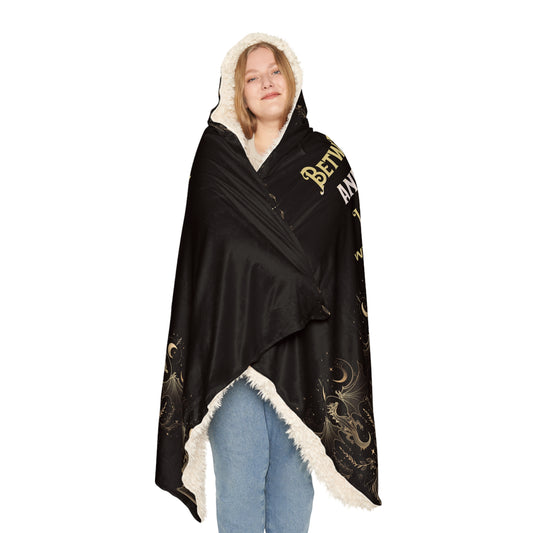 Hooded Blanket, Dragon Library Gift, Dark Fantasy Bookish Blanket, Medieval Magic Cozy Throw, Tome Keeper Reader Blanket