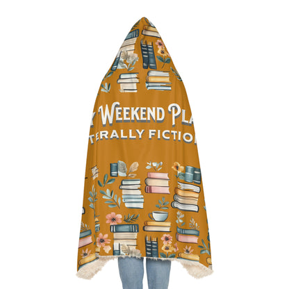 Hooded Blanket, Literary Weekend Plans Blanket, Book Lover Hoodie, Cozy Reader Gift, Fictional Escape Bookish Throw