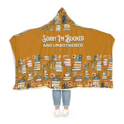 Hooded Blanket, Booked and Unbothered Blanket, Funny Bookish Gift, Cozy Hoodie for Readers, Introvert Reading Throw