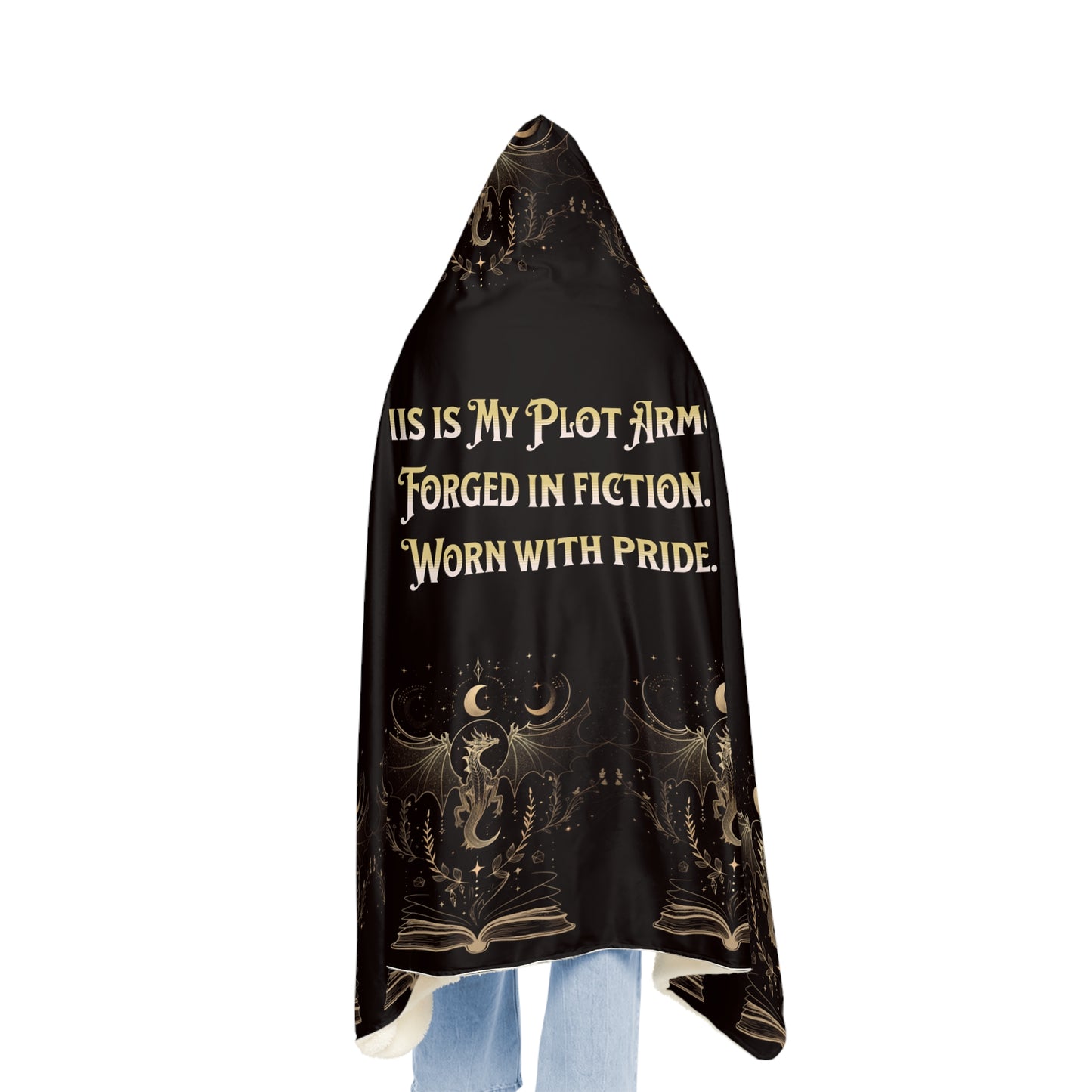Hooded Blanket, Plot Armor Reading Blanket, Fantasy Book Lover Gift, Literary Cozy Throw, Bookish Cloak with Quote