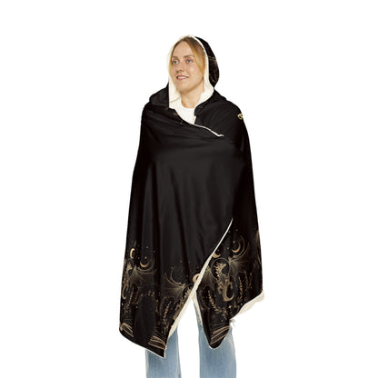 Hooded Blanket, Dragon Library Gift, Dark Fantasy Bookish Blanket, Medieval Magic Cozy Throw, Tome Keeper Reader Blanket