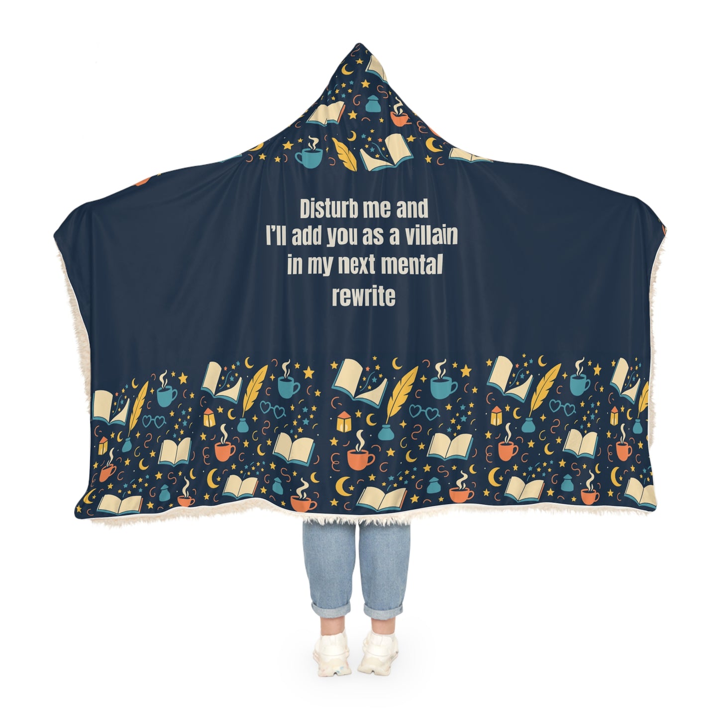 Cozy Read & Relax Blanket, Book Lovers Gift, Hooded Snuggle Blanket, Literary Theme Throw, Warm Blanket for Readers