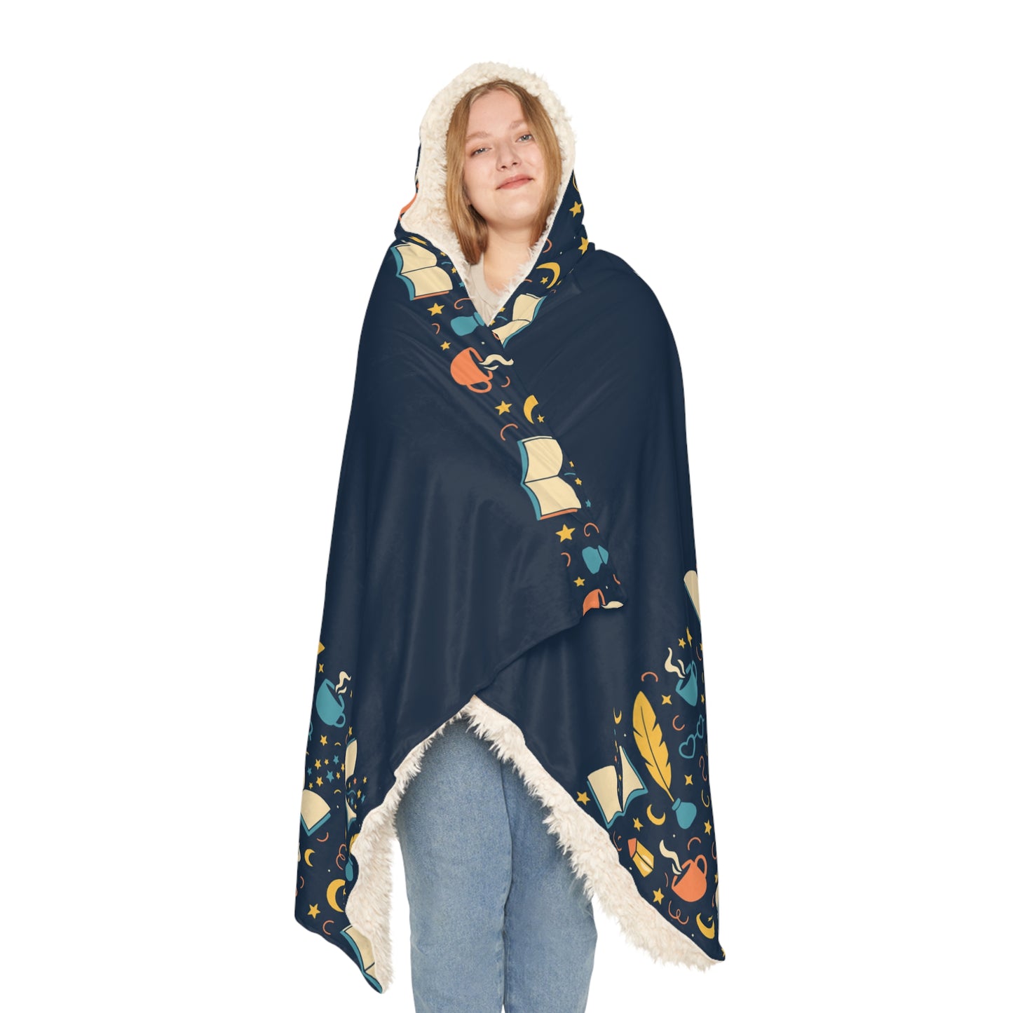 Cozy Reading Snuggle Blanket, Book Lover Gift, Comfy Hoodie Throw, Literary Blanket, Perfect for Relaxing Nights, Gift for Bookworms