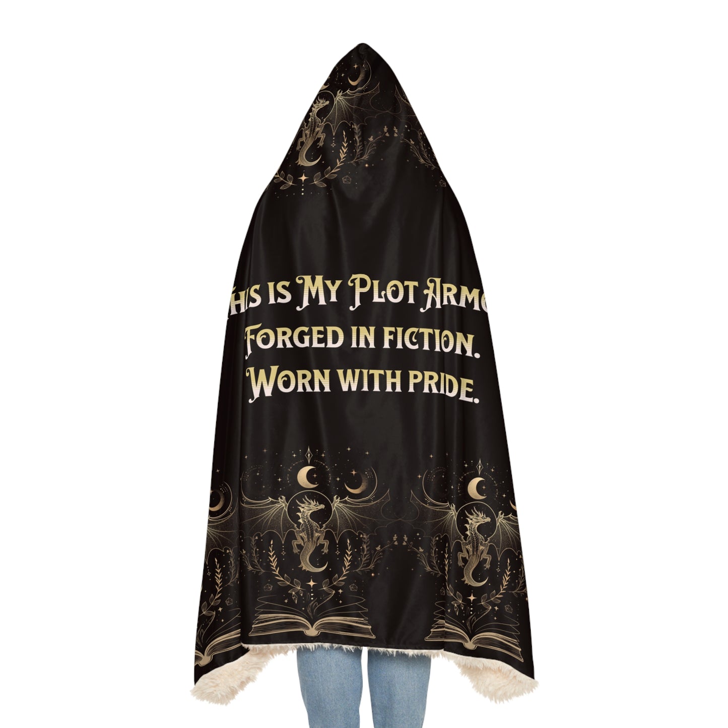 Hooded Blanket, Plot Armor Reading Blanket, Fantasy Book Lover Gift, Literary Cozy Throw, Bookish Cloak with Quote