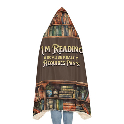Hooded Blanket, Funny Book Lover Blanket, Cozy Reading Gift, Reality Escape Blanket, Bookworm Hoodie for Readers