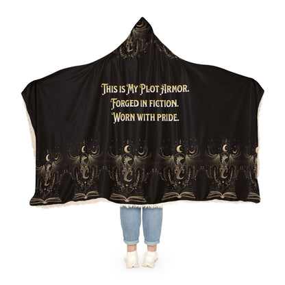 Hooded Blanket, Plot Armor Reading Blanket, Fantasy Book Lover Gift, Literary Cozy Throw, Bookish Cloak with Quote